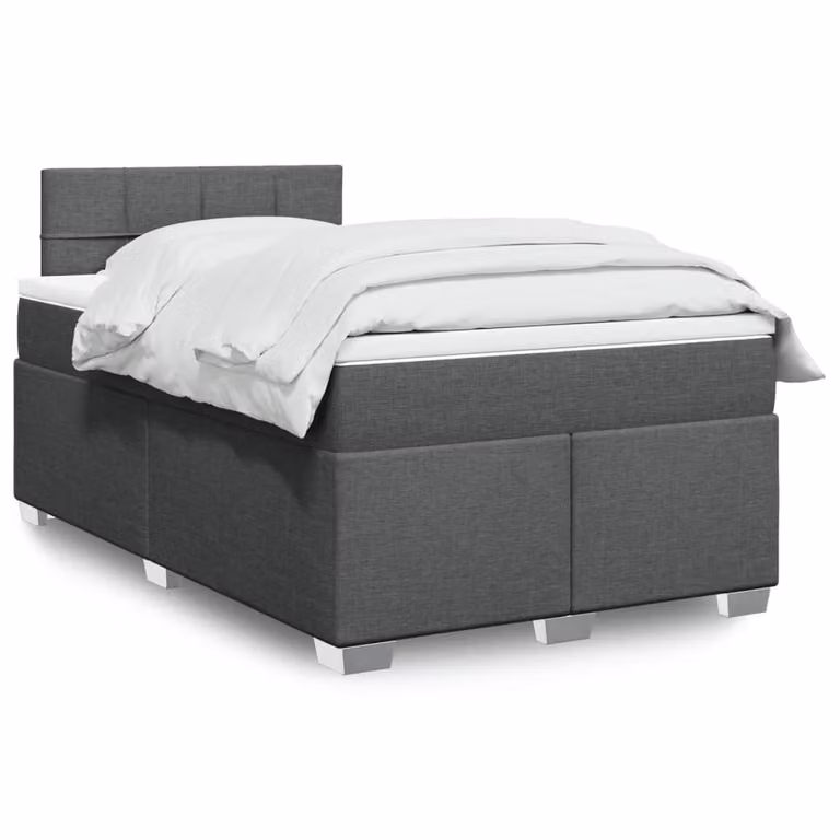 vidaXL Giroletto a Molle con Materasso Ibrido in Tessuto Grigio e Bianco L/P/H: 120 x 190 cm