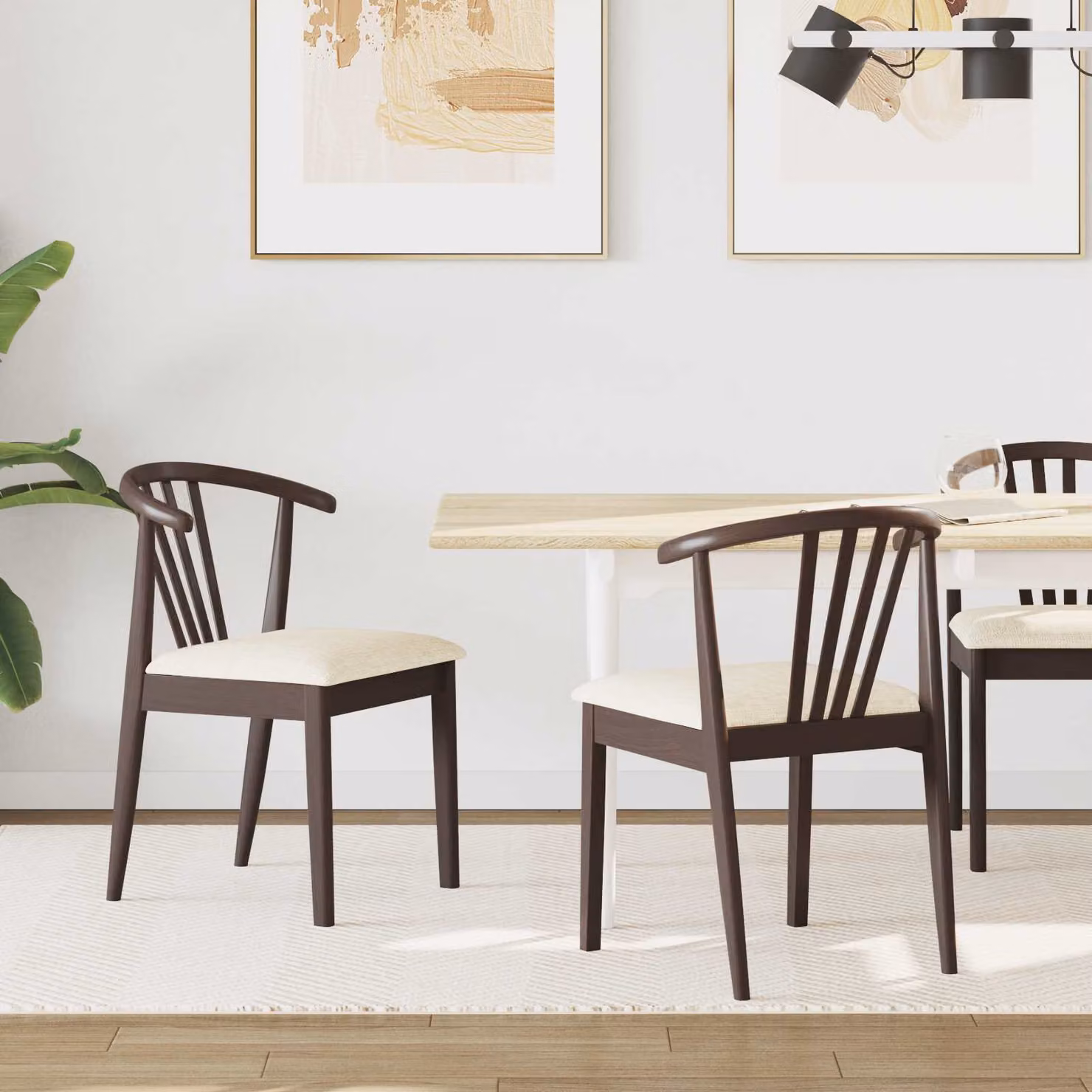 Set di 2 sedie da pranzo vidaXL in legno di gomma marrone con braccioli L/P/H: 51 x 61 x 80,5 cm – 1