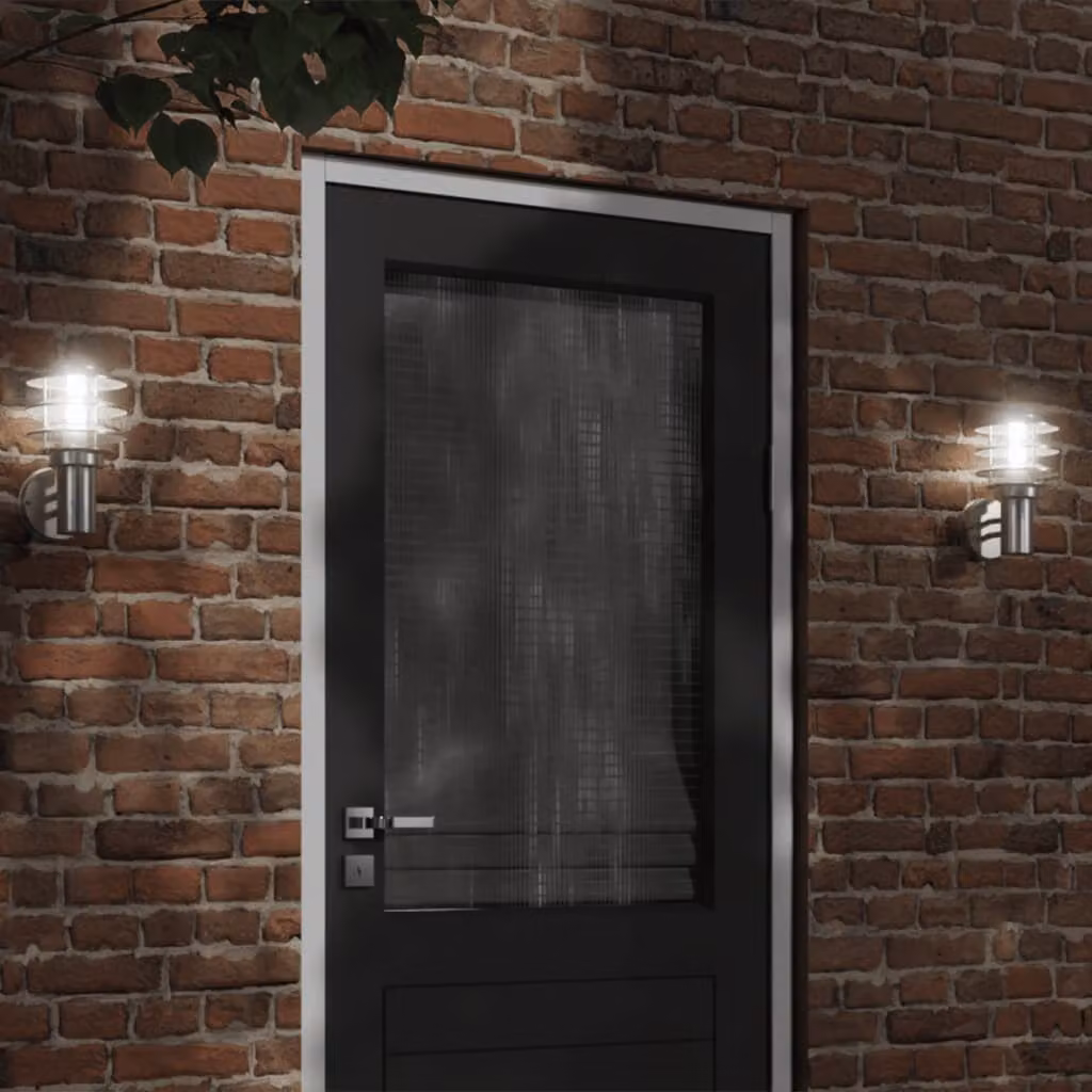 Set di 2 applique da esterno vidaXL in acciaio inossidabile argento con design moderno a cilindro e protezione IP44