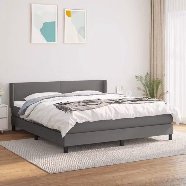 Letto Ibrido vidaXL con Giroletto a Molle e Materasso Grigio e Bianco L/P: 180 x 200 cm