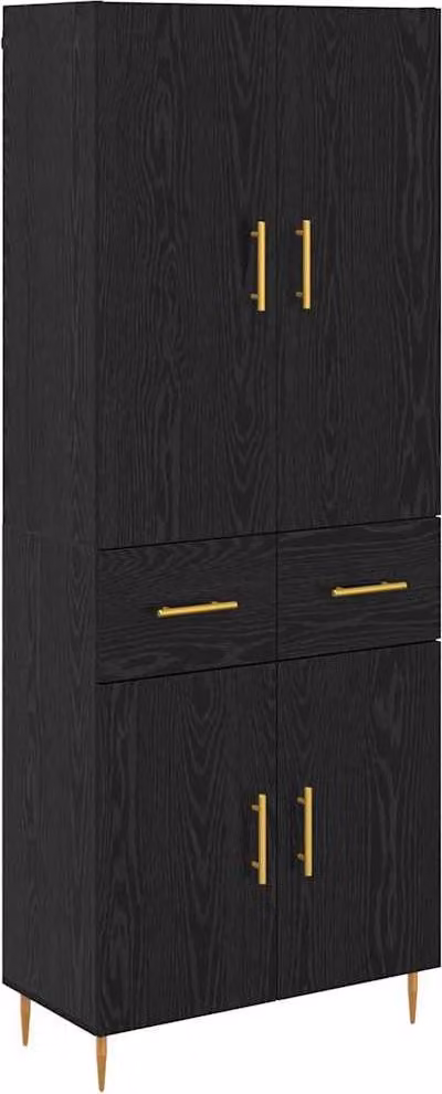 Credenza Rovere Nero 69,5 x 34 x 180 cm Legno multistrato