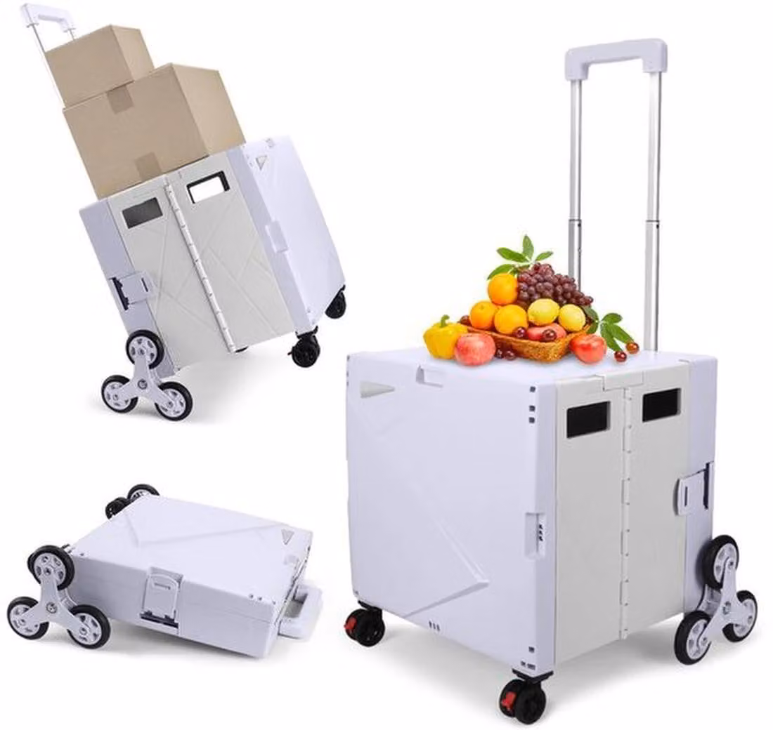 Azomor: trolley pieghevole multifunzionale con ruote anti-scivolo e maniglia regolabile