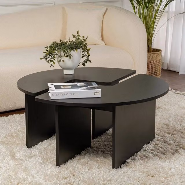 Tavolino da salotto Tairn DMORA nero con ripiano per soggiorno L 90 x P 90 x H 41 cm – 1