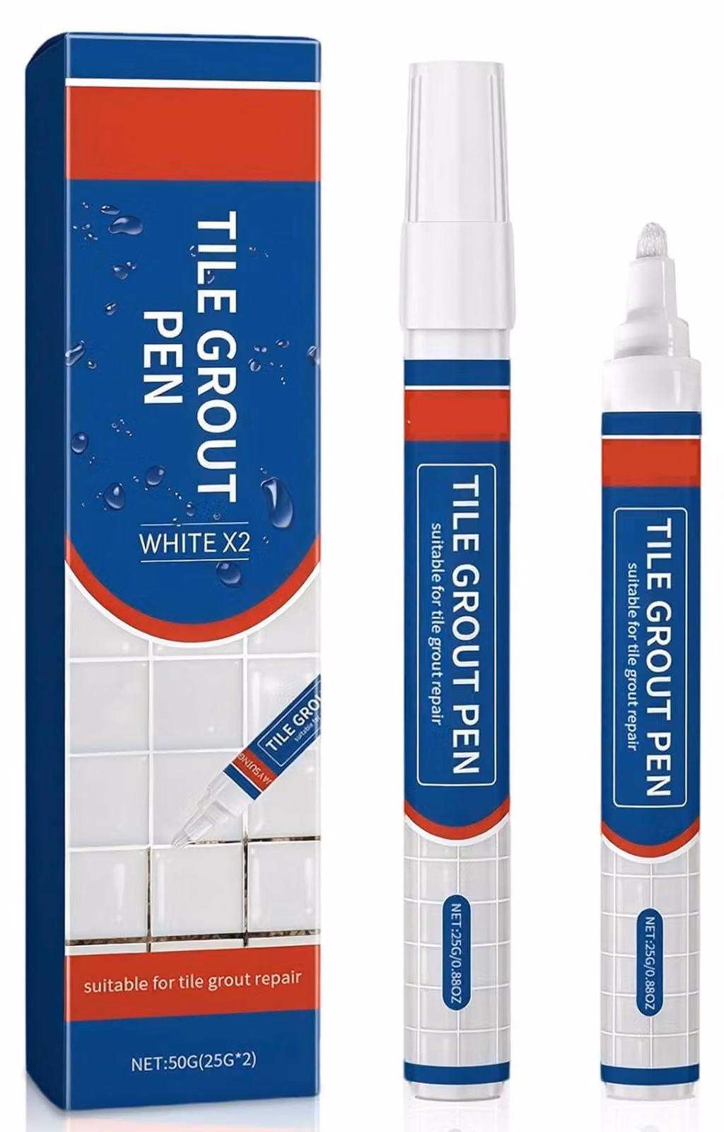 Stucco sigillante bianco, penna riparatrice per piastrelle, 1 pezzo, adatta per bagno e cucina