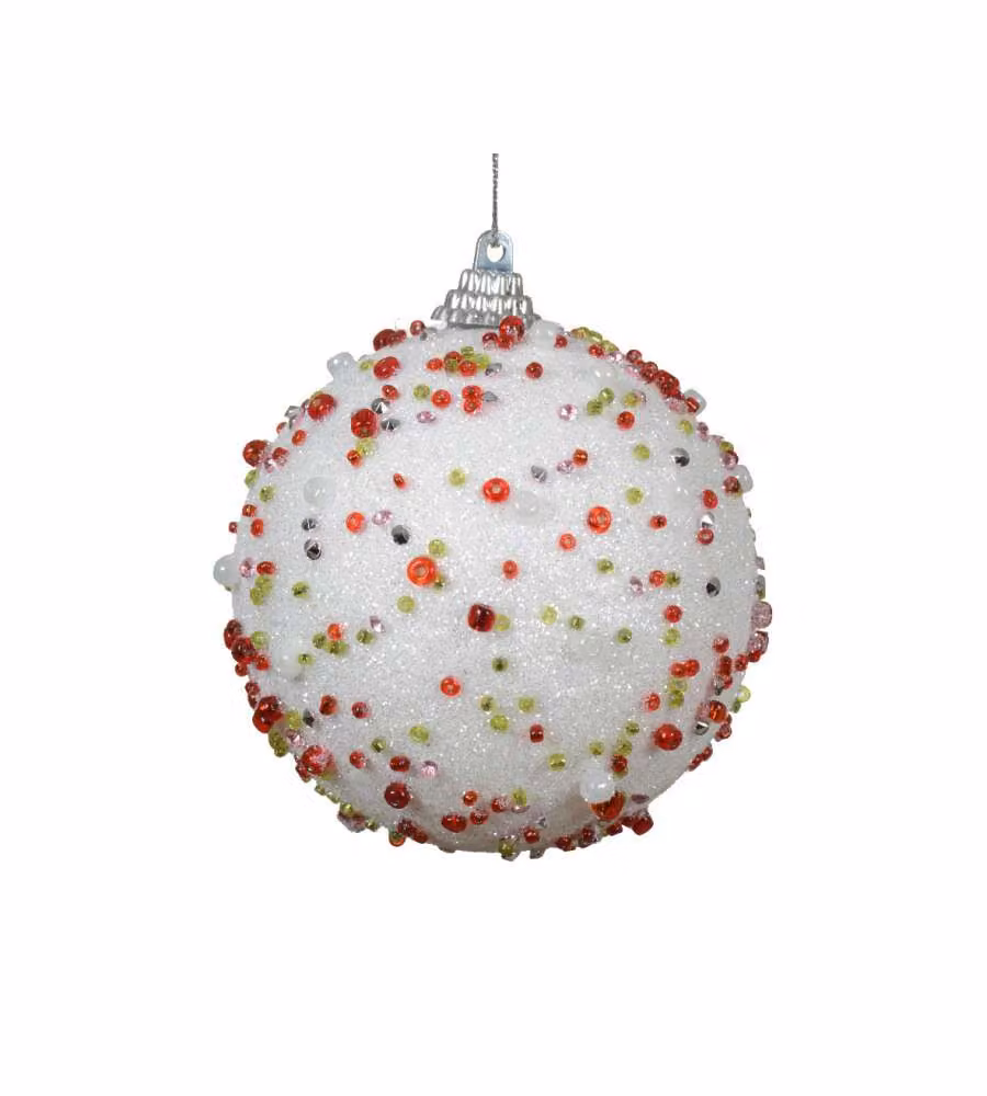 Sfera bianca con perline multicolore