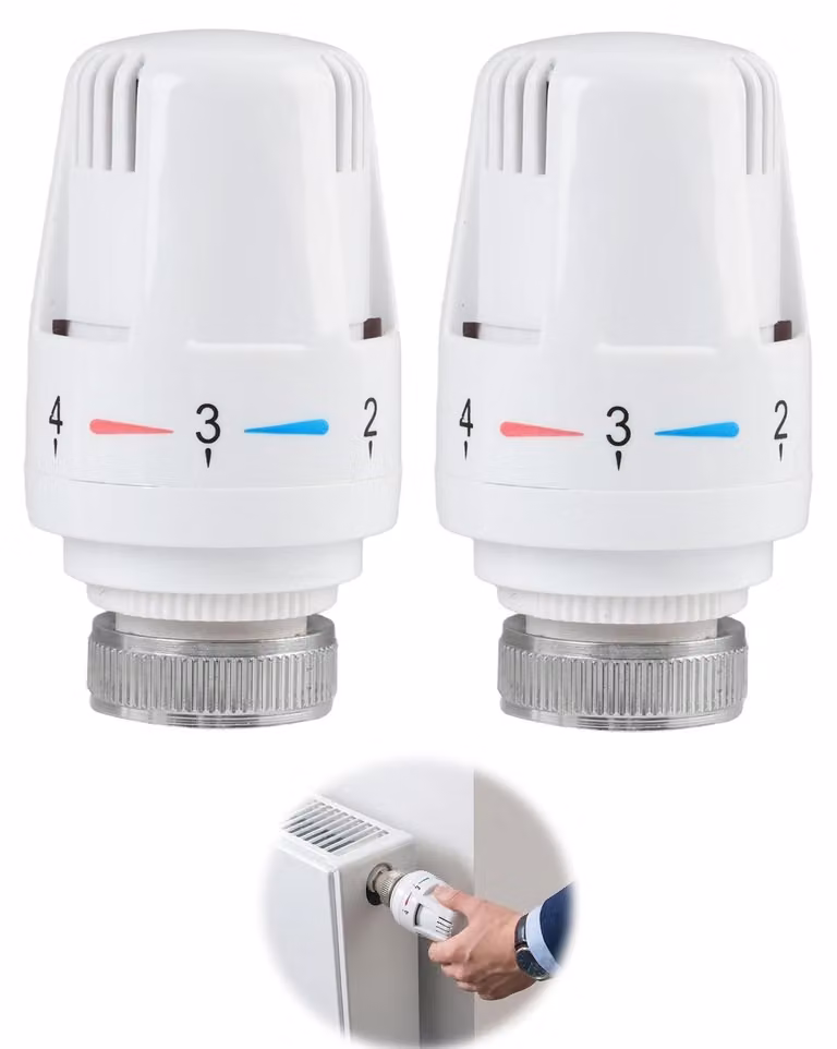 Set di 2 testine termostatiche per radiatori, filettatura M30 x 1,5
