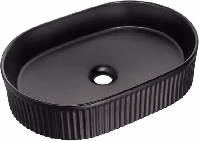 Lavabo da appoggio ovale 48x33 cm in ceramica nera opaca