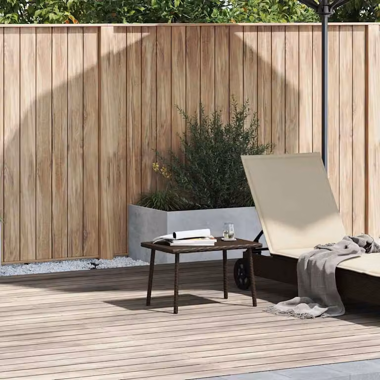 vidaXL Tavolino da Giardino Rettangolare in Polyrattan Marrone L: 60 cm, P: 40 cm, H: 37 cm