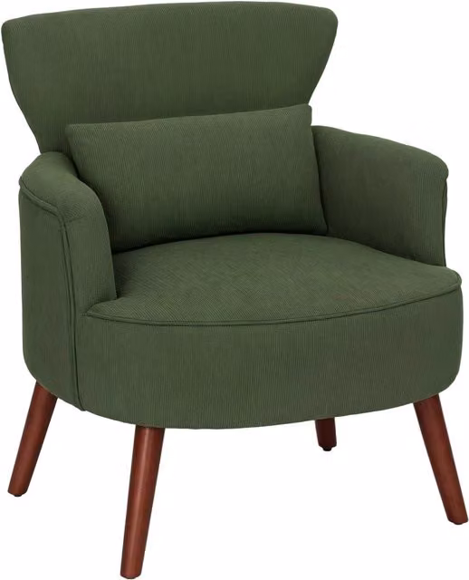 Poltrona Moderna Giordanoshop in Velluto Verde con Struttura in Legno e Braccioli – 1