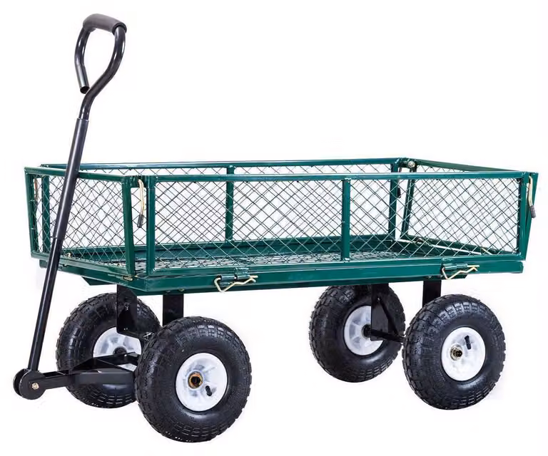 Carriola - Carrello da giardino - Carrello manuale - Carrello per il giardino - Carrello agricolo - Acciaio verniciato a polvere - Pneumatici da 10 pollici