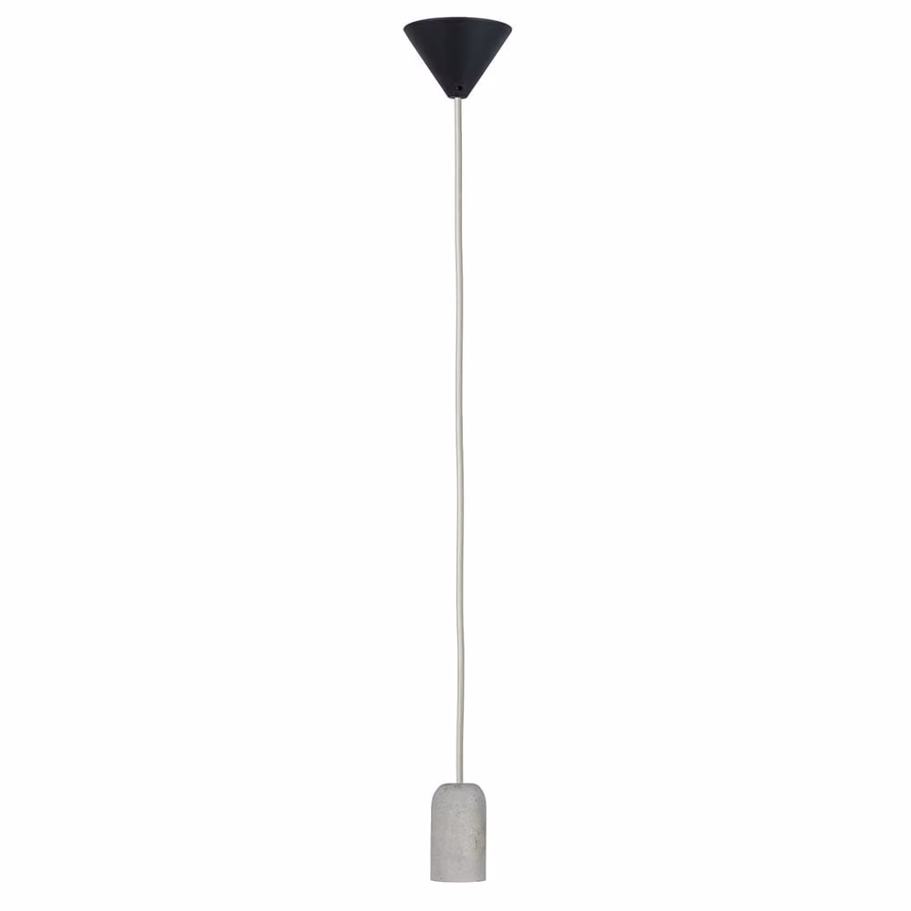 Paulmann Pendentif E27 2M Câble En Tissu Gris Douille Béton Rosace Noire