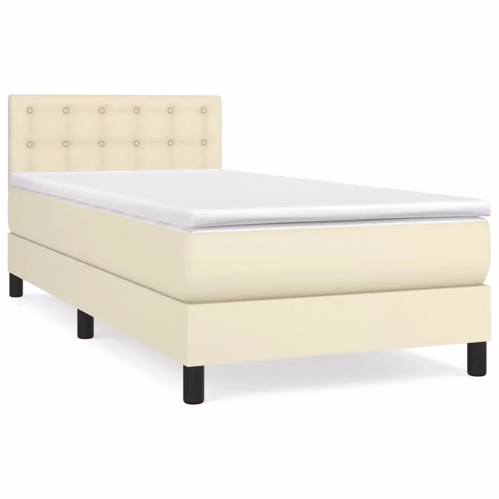 Letto Ibrido con Giroletto a Molle e Materasso vidaXL in Similpelle Beige e Bianco L/P/H: 203 x 100 x 78 cm – 2