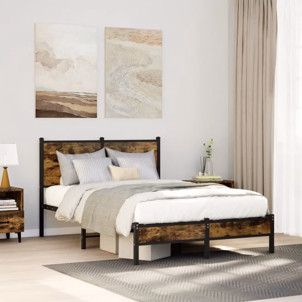 Giroletto in metallo vidaXL senza materasso, colore marrone, L/P/H: 120 x 200 x 91,5 cm