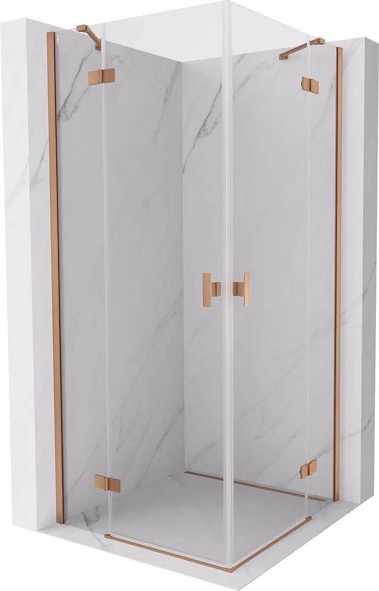 Mexen Mist-H Duo cabina doccia a battente 75 x 75 cm, trasparente, rame spazzolato - 8A5-075L-075P-65-00