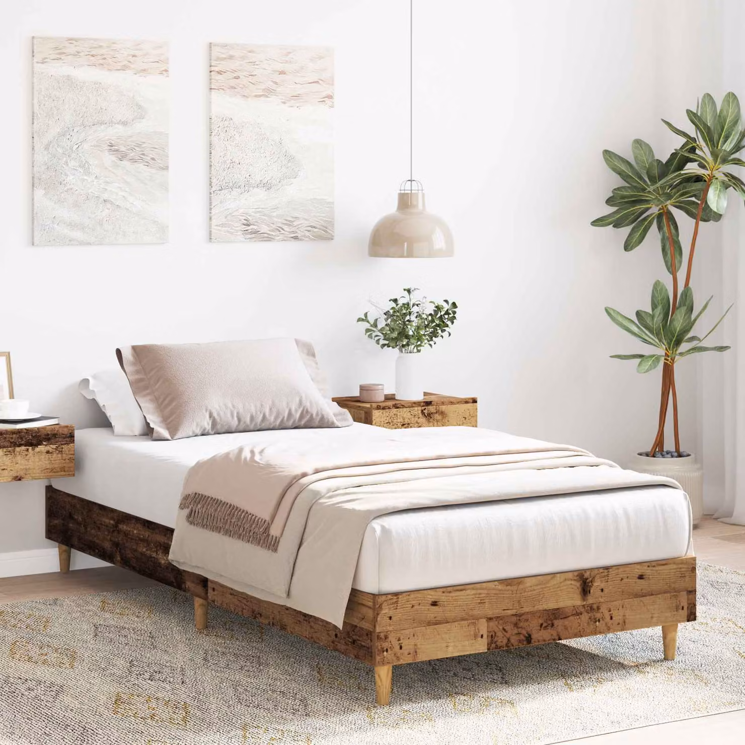 Struttura del letto moderna vidaXL in legno color marrone L/P/H: 200 x 80 x 83 cm