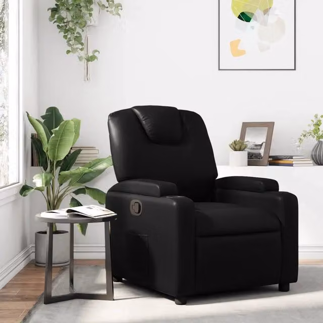 Divano Sedia-Poltrona reclinabile in Similpelle Nera 611155