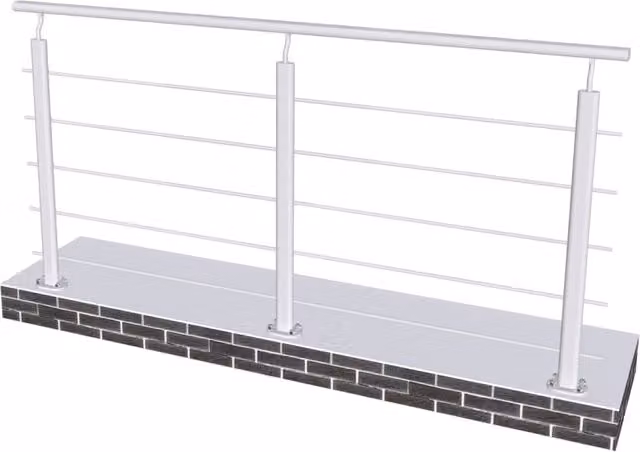 Ringhiera Parapetto in Alluminio Argento Opaco 200x100cm per interni ed esterni a Fissaggio a Pavimento