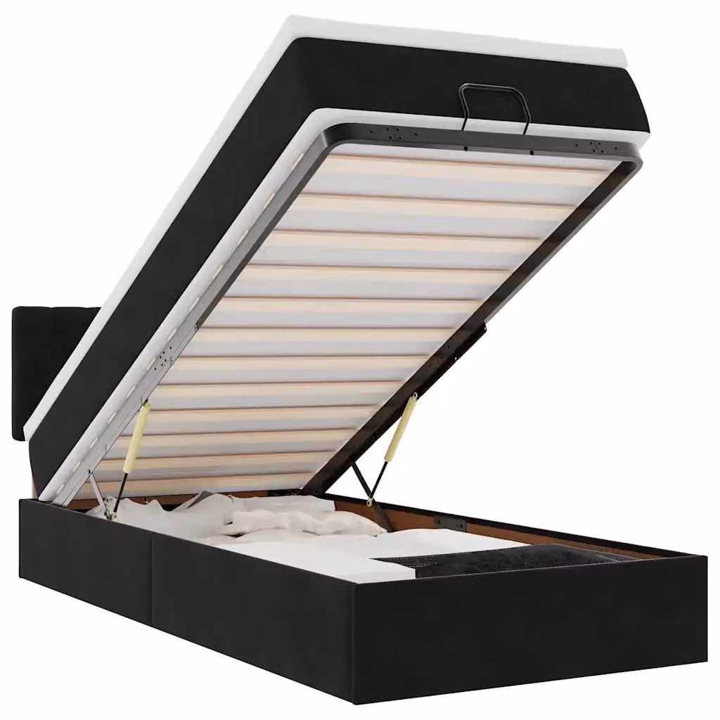 Pouf Letto con Materasso e LED vidaXL in Velluto Nero, L: 80 cm, P: 200 cm, H: 88 cm – 2