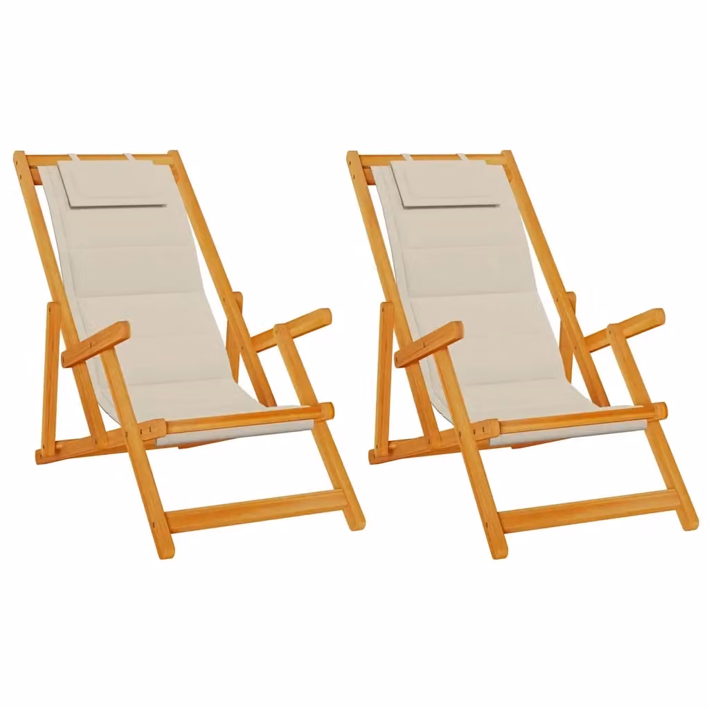 Set di 2 sedie da spiaggia vidaXL in legno di acacia e textilene marrone per giardino e terrazza – 2