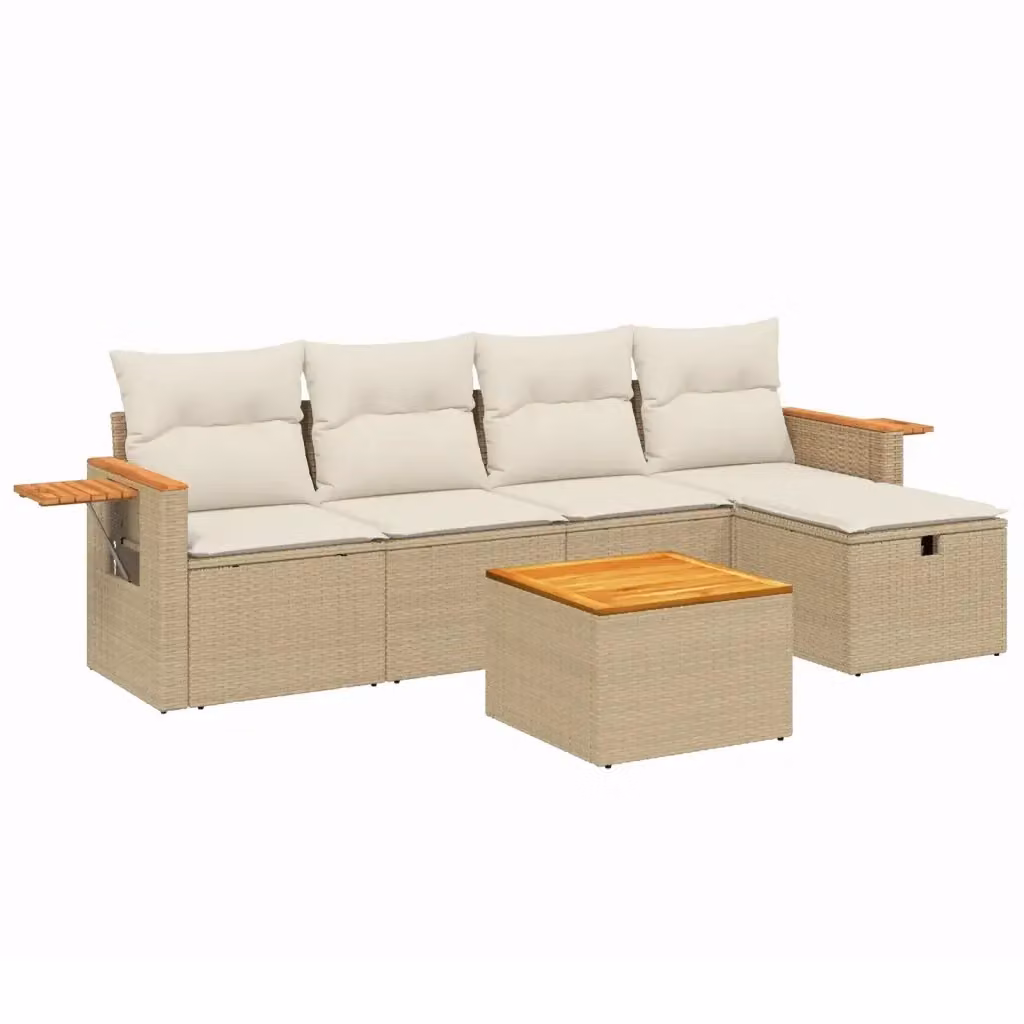 vidaXL Set Divano da Giardino Moderno a L in Polyrattan con Cuscini Beige e Struttura in Acciaio Verniciato a Polvere – 2