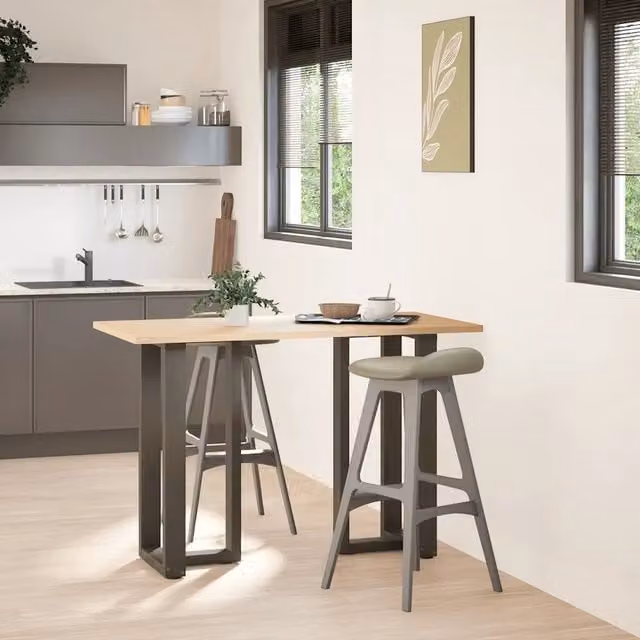 Coppia di gambe per tavolo da bar a forma di T vidaXL in metallo nero L/P/H: 50 x 35 x (90-91) cm