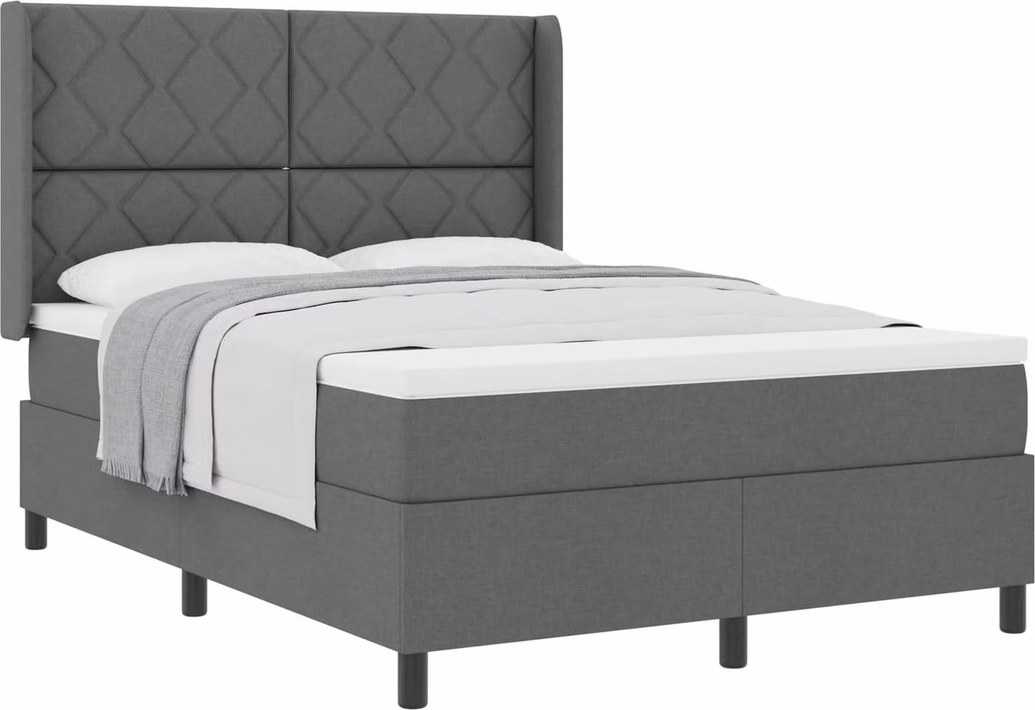 Letto a molle con materasso grigio scuro 140 x 190 cm in tessuto