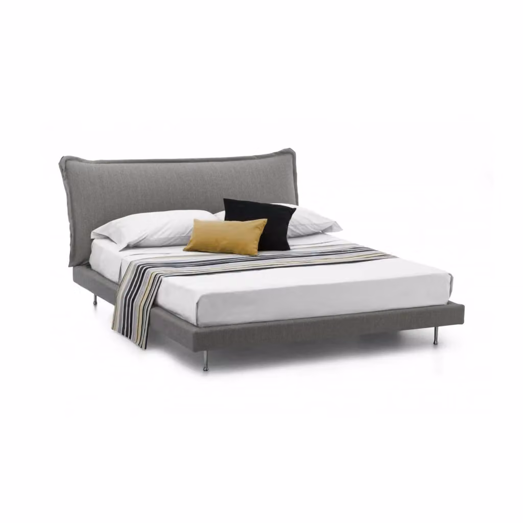 Letto matrimoniale Talamo Italia Arcore con rivestimento e testata in tessuto grigio, adatto per materasso 160x200 cm – 2