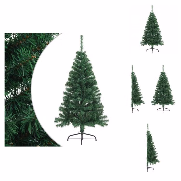 vidaXL Mezzo albero di Natale artificiale con supporto verde 150 cm PVC - Alberi di Natale