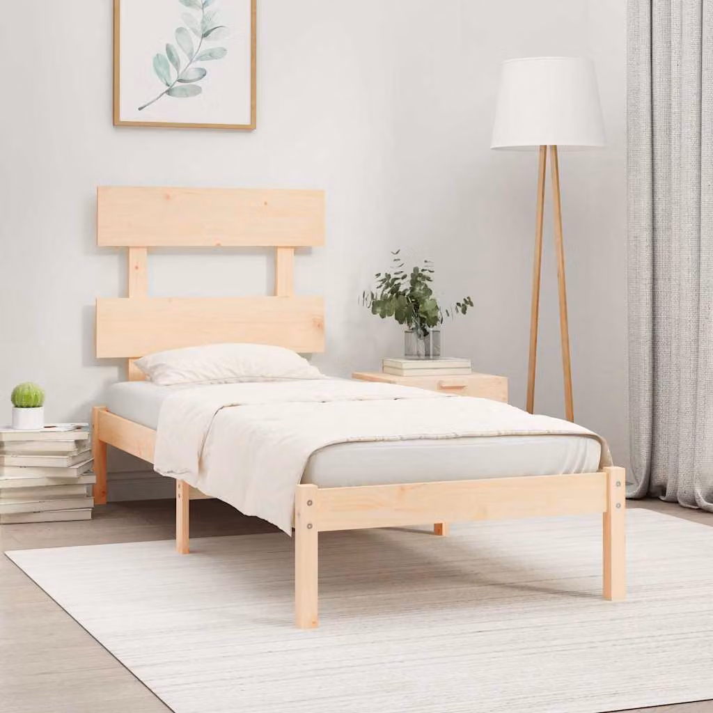 vidaXL Giroletto Singolo in Legno di Pino Massello, Stile Rustico, L/P/H: 90 x 190 x 195,5 cm