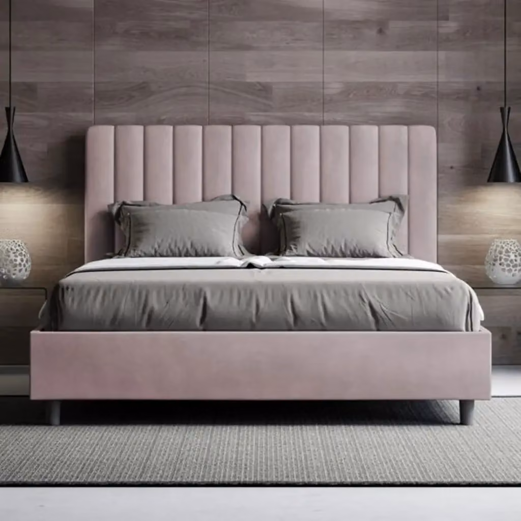 Letto matrimoniale contenitore Agueda Ityhome imbottito in microfibra colore glicine L/P: 160 x 200 cm – 2