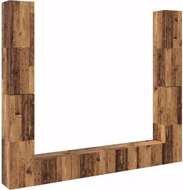 Set di 6 mobili porta TV da parete moderni portaoggetti elegante 100 x 30 x 30 cm in legno ingegnerizzato vecchio legno 02_0055879