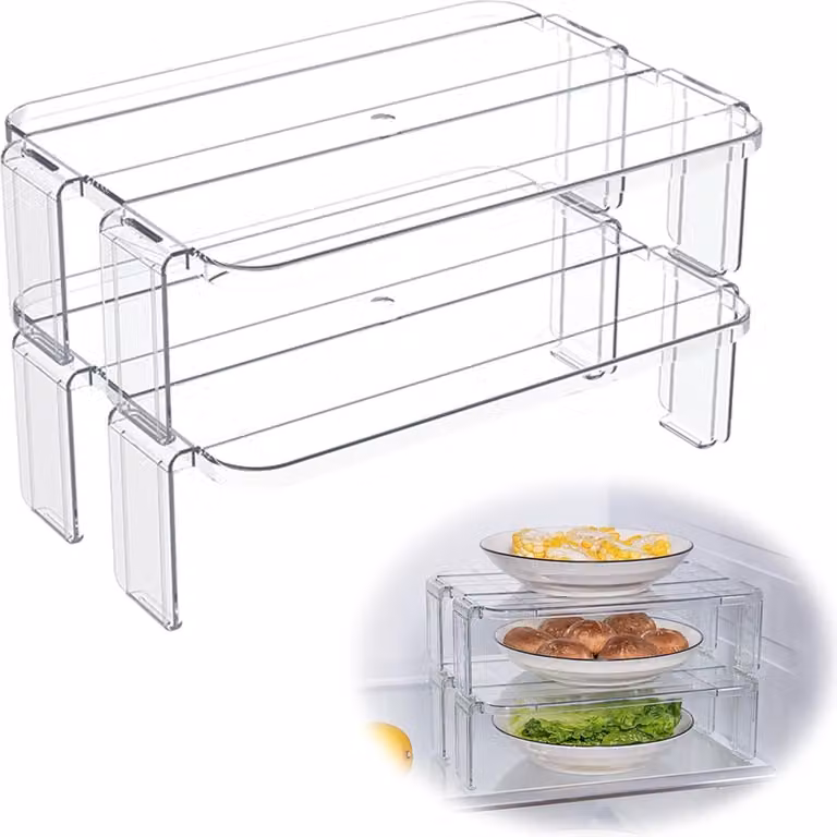 Inserto per armadio da cucina - Organizzatore per scaffali da cucina per armadio nel congelatore - Organizzatore impilabile per stoviglie (2 pezzi) Lavatrice