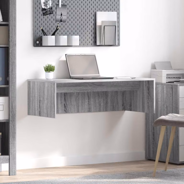 Scrivania a parete sospesa vidaXL in legno ingegnerizzato MDF Grigio, L: 100 cm, P: 45 cm, H: 30 cm