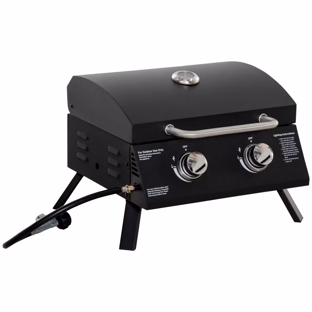 Barbecue a Gas Pieghevole Minimal con Coperchio e Termometro in Acciaio, Nero, L: 55 cm, P: 46.5 cm, H: 41 cm – 2