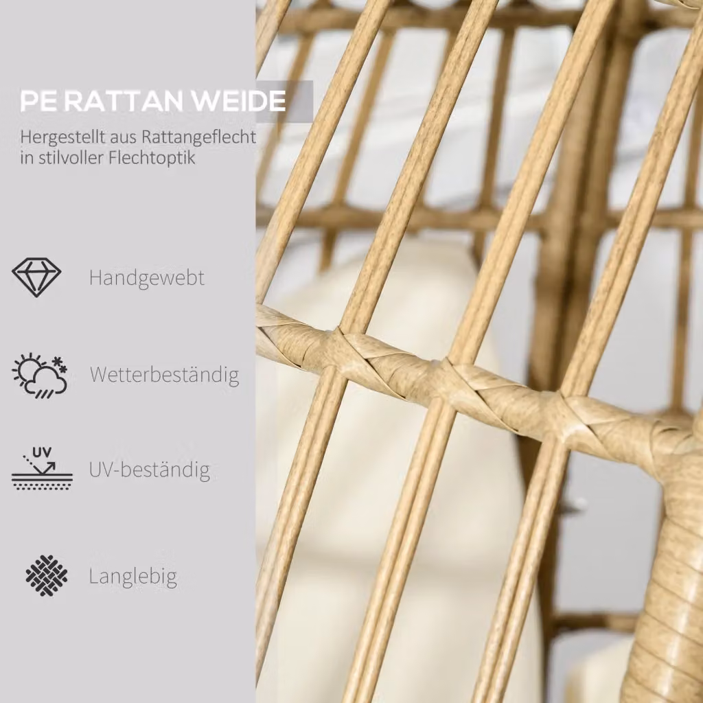 Poltrona Cesto Ovale REDOM in Rattan Sintetico e Acciaio Lacciato Khaki L: 105 cm, P: 90 cm, H: 148 cm – 2