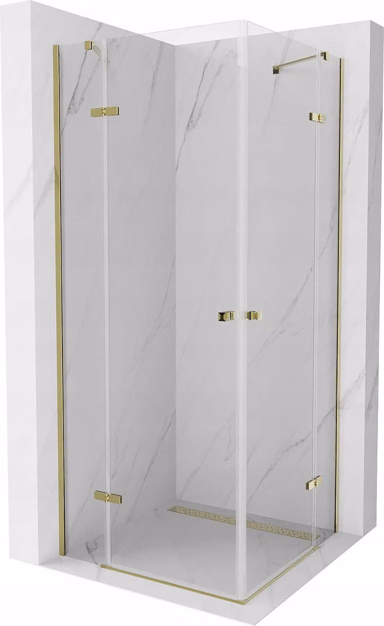 Mexen Roma Duo cabina doccia ad anta 80 x 80 cm, trasparente, oro - 854-080-080-50-00-02