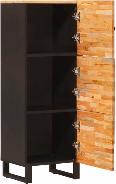 Credenza moderna in legno di mango marrone e nero L/P/H: 40 x 33 x 110 cm
