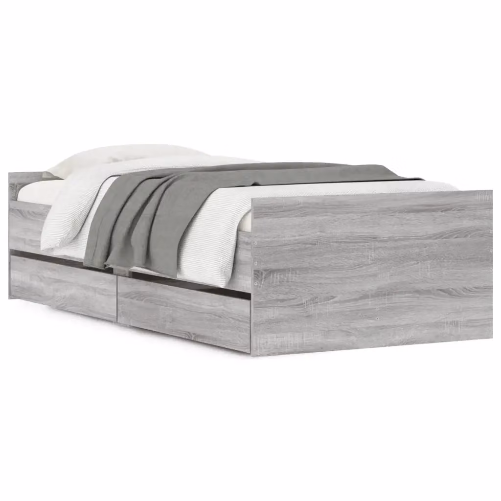 vidaXL Giroletto Moderno con Cassetti in Legno Grigio L/P/H: 190 x 90 x 30 cm – 2