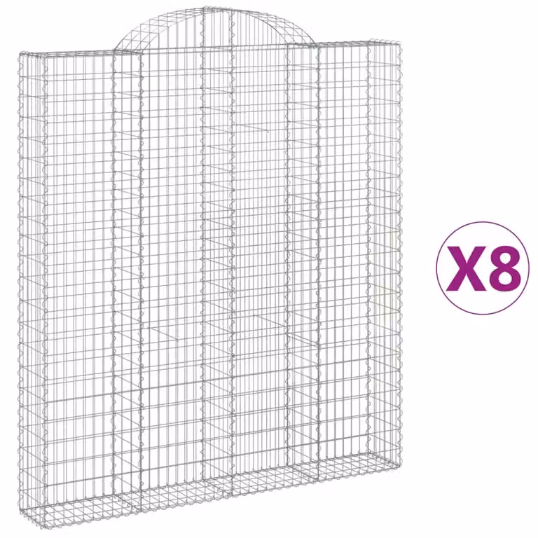 Cesti Gabbioni ad Arco 8 pz 200x30x220/240 cm Ferro Zincato