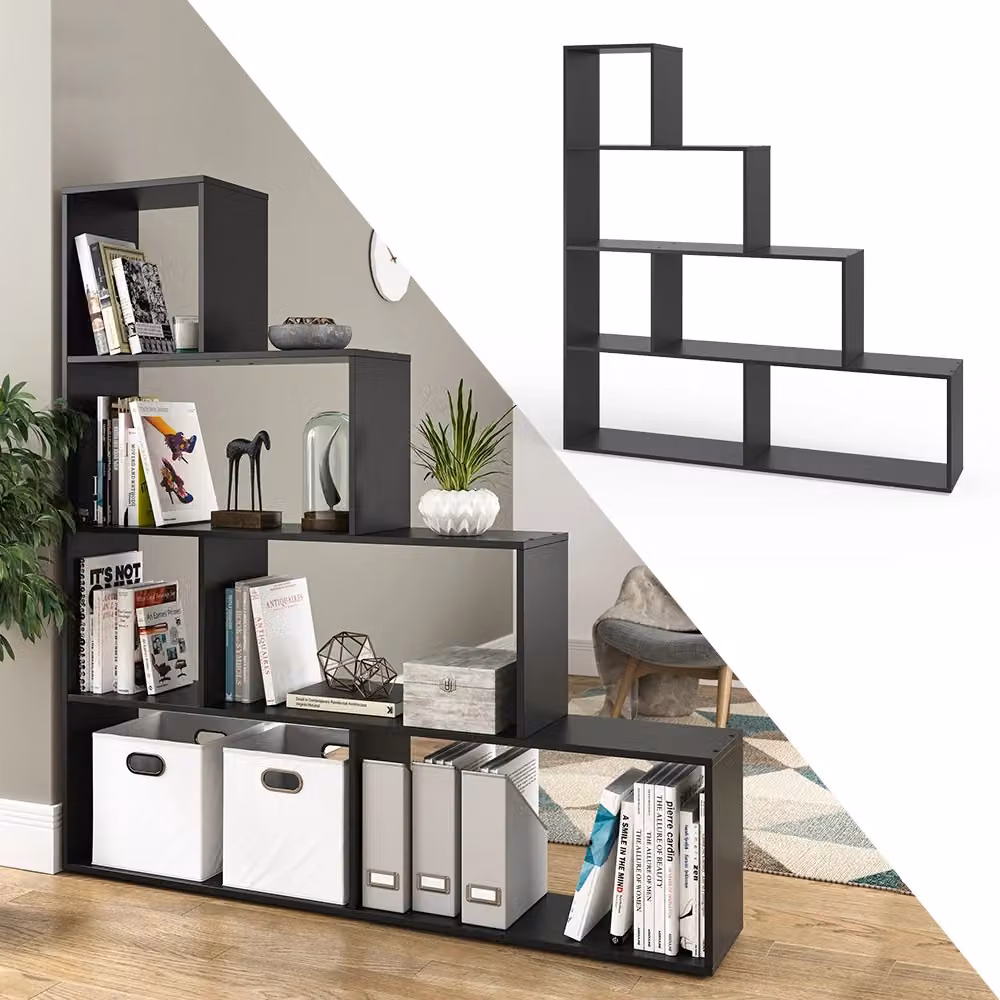 Scaffale a scala Vicco Nero con design scandinavo L: 163 cm, H: 155 cm – 2