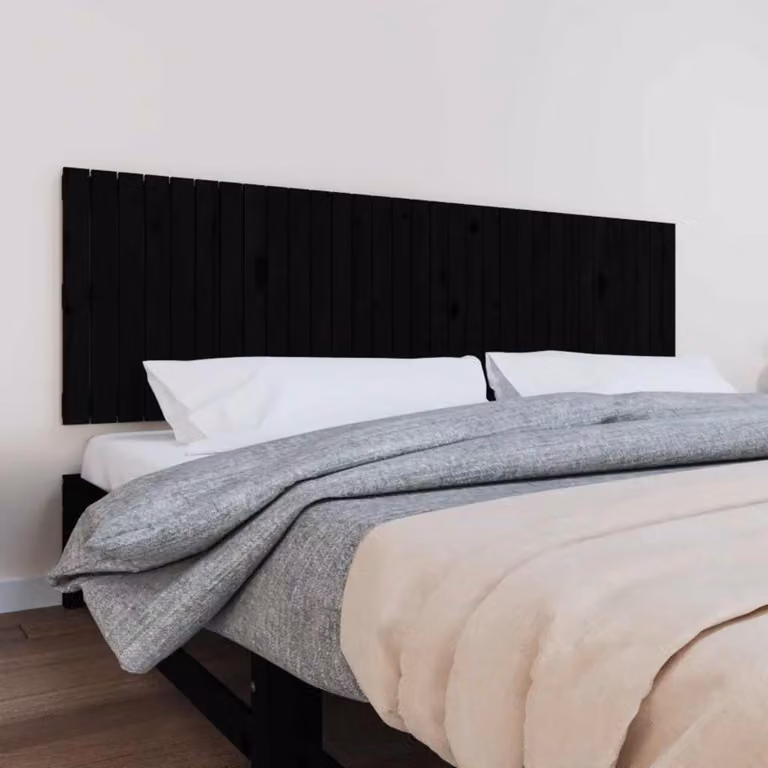 Testiera da parete vidaXL in legno massello di pino nero, L 204 x P 3 x H 60 cm
