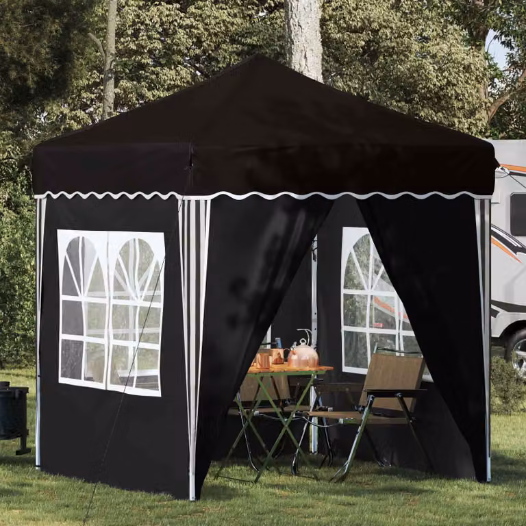 Tenda per feste pop-up vidaXL in tessuto Oxford e acciaio, Nero, L/P/H: 195 x 195 x 245 cm