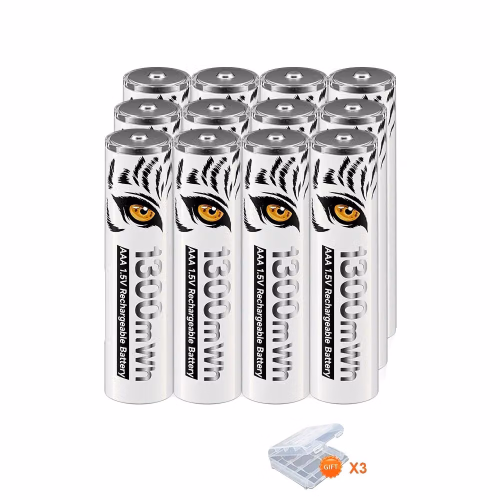 Batterie AAA ricaricabili, capacità 1300mWh, tecnologia di ricarica intelligente, 12 batterie AAA