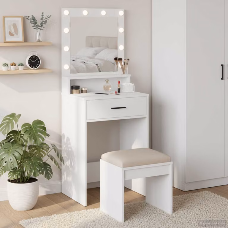 vidaXL Tavolo da Trucco Moderno Bianco in MDF L/P/H: 50 x 41 x 135 cm