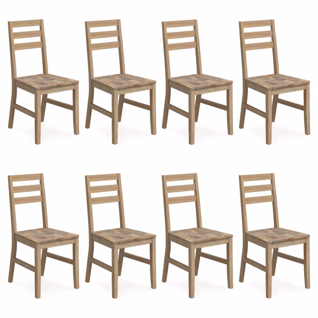 Sedie da Pranzo 8 pz in Legno Massello di Acacia