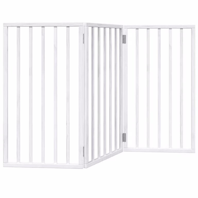 Cancelletto per cani pieghevole a 3 pannelli bianco 150 cm in legno di pioppo