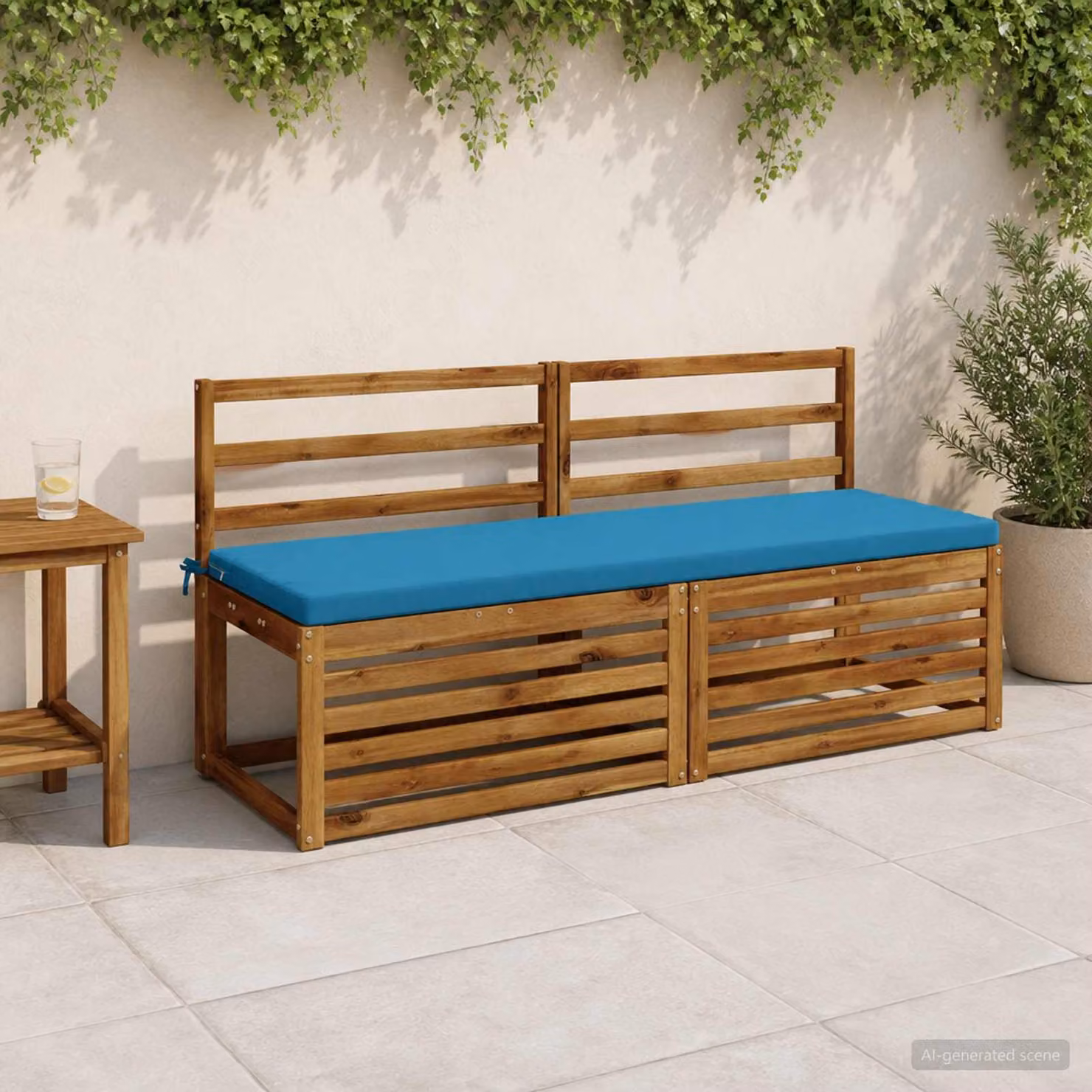 Cuscino per panchina vidaXL SOEST rettangolare in poliestere azzurro con rivestimento rimovibile e resistente ai raggi UV