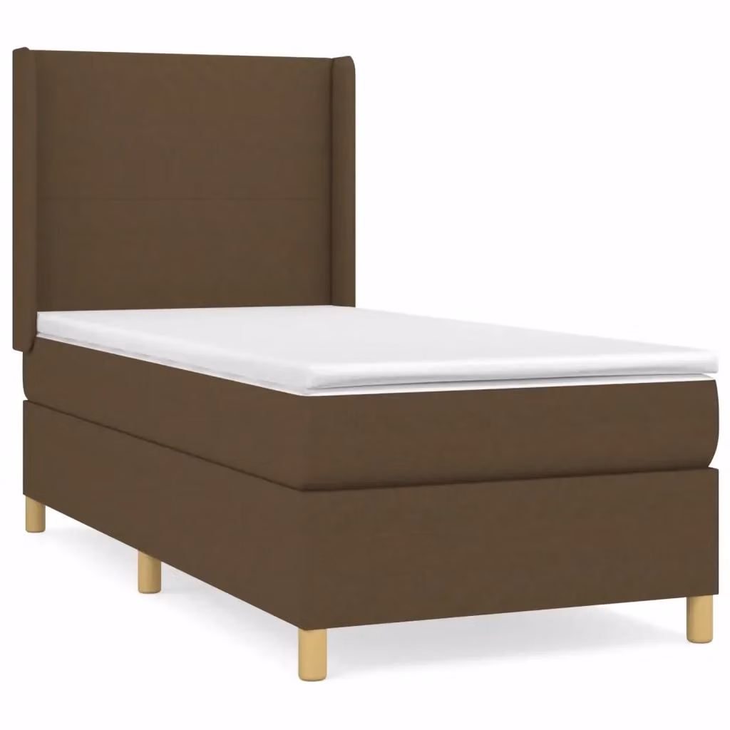 Letto ibrido con giroletto a molle e materasso vidaXL in legno e tessuto, Marrone e Bianco, L/P/H: 90 x 190 cm – 2