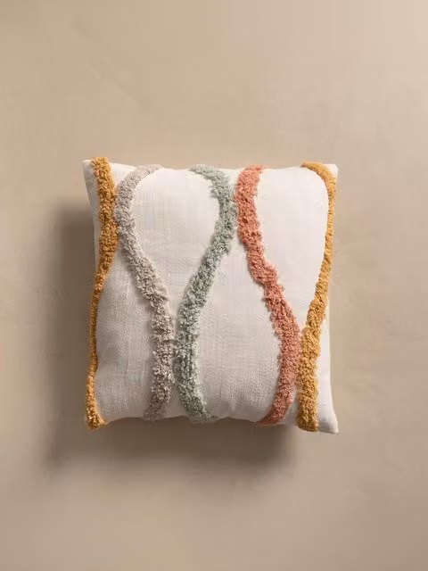 Cuscino quadrato tufted Kenay Home in cotone bianco e multicolore, L 45 x P 45 cm