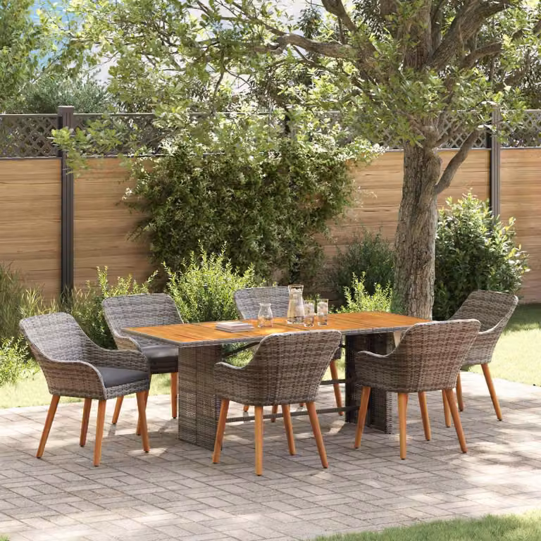 Maison Exclusive - Set da giardino per esterni, 7 pezzi, grigio, rattan sintetico